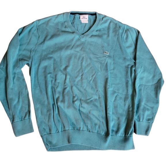Lacoste Mens Turquoise Green V Neck Long Sleeve Classic Pullover Sweater Size‎ 6 - Picture 1 of 6